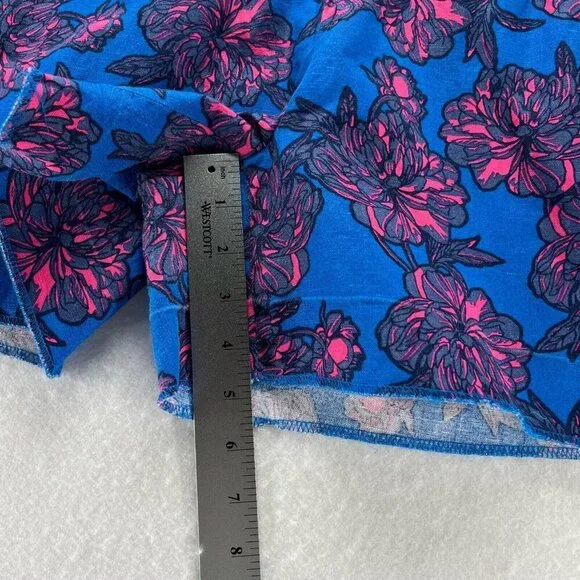 J.Crew Shorts Womens Size 4 Floral Print Elastic Waist Mini Linen Cotton Blue - Picture 11 of 11